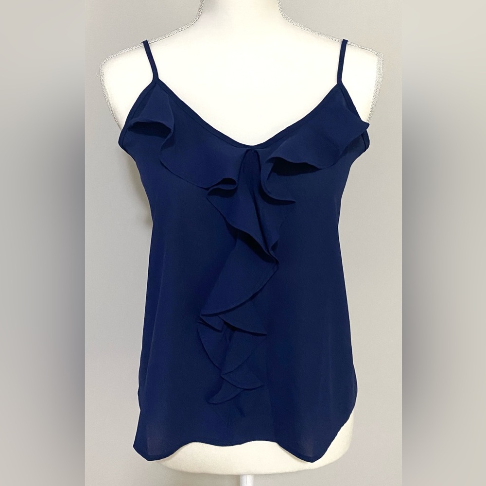 Paper Crane Womens S Navy Blue Ruffle Cami Top Boho Y2K Summer Coastal Grandma - Picture 16 of 16